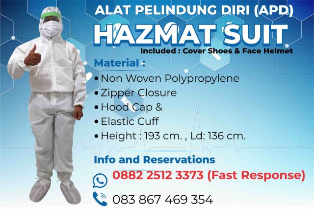 Pesan APD Alat Pelindung diri Hazmat Siap kirim seluruh Indonesia