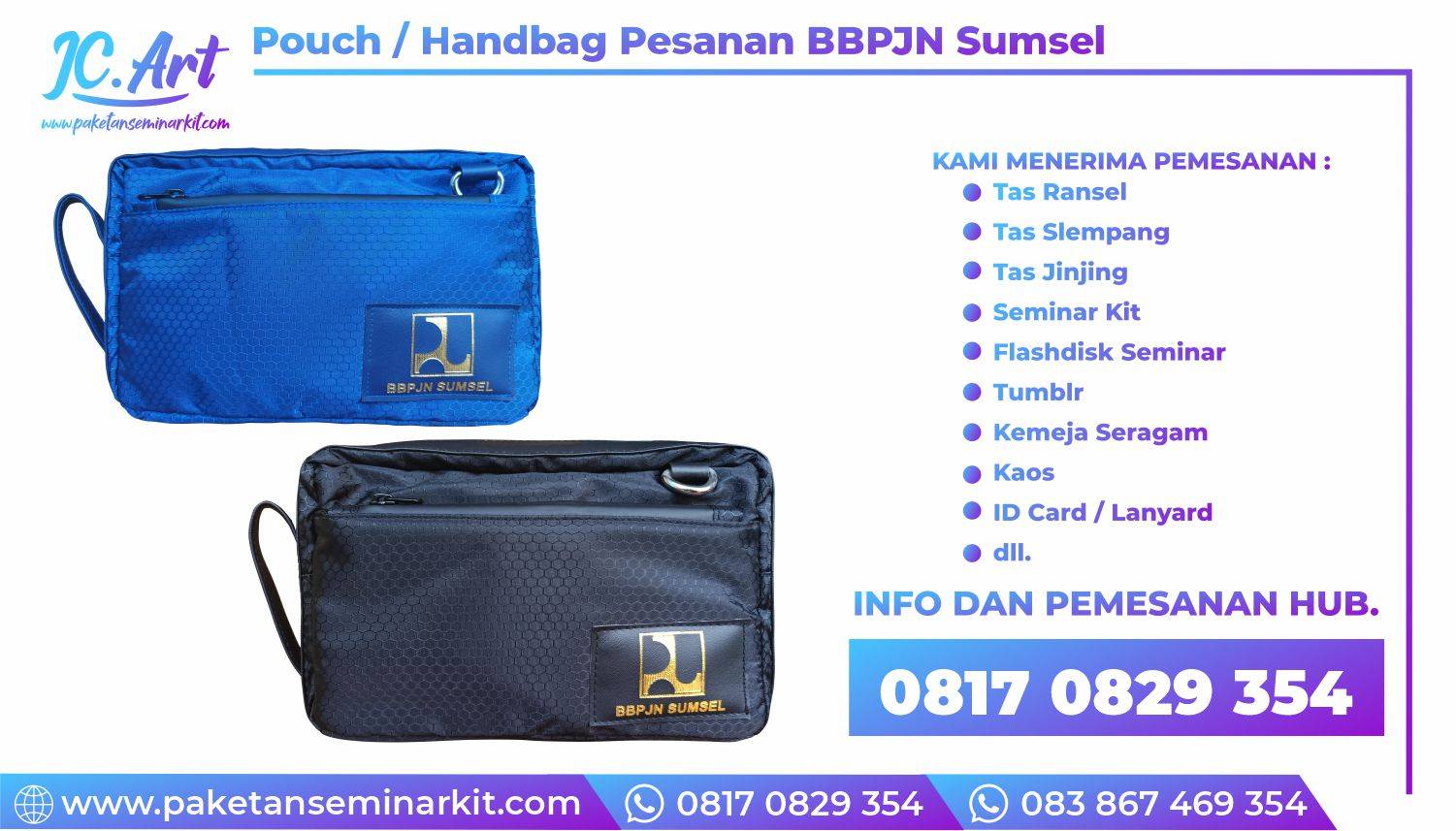 Konveksi Tas Seminar Pouch Handbag BBPJN PU Palembang